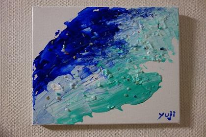 アクリル絵の具とマイクロプラスチックを用いた自作品1
